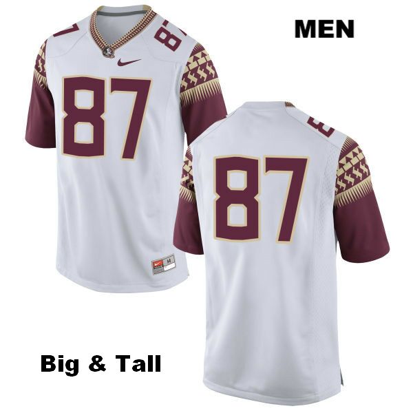 Men's NCAA Nike Florida State Seminoles #87 Jared Jackson College Big & Tall No Name White Stitched Authentic Football Jersey LMO7169GI